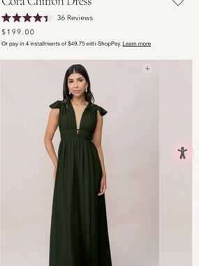 Revelry Deep Green Chiffon Maxi Dress